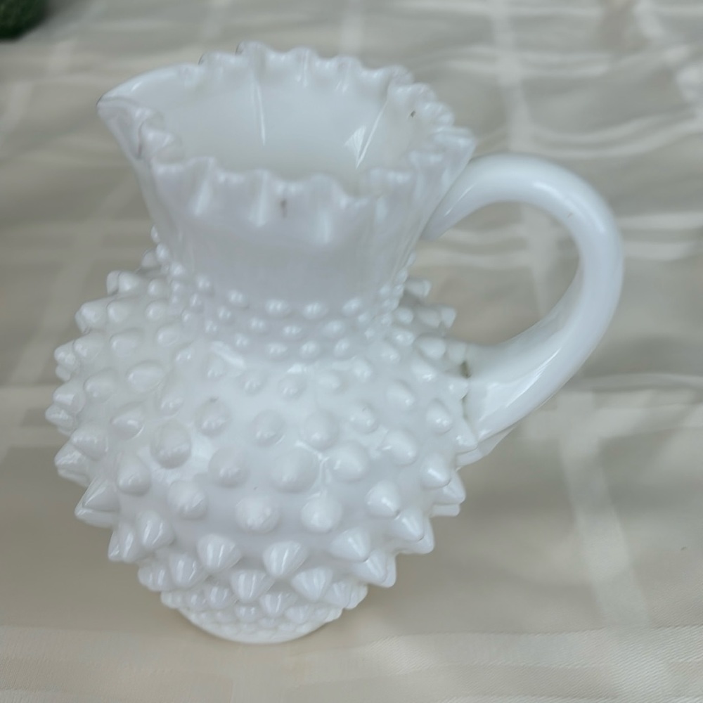 Fenton white milk pitcher 5”